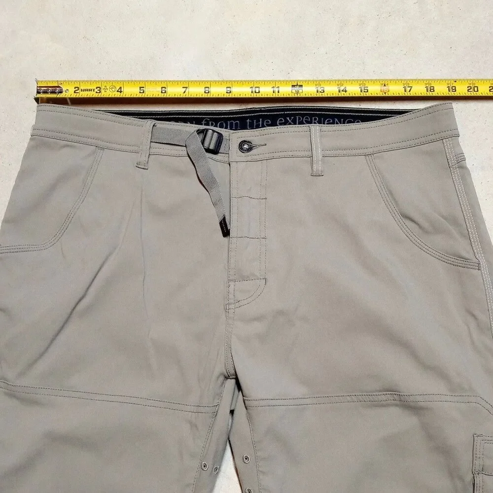 Prana Zion Hiking Pants Mens 38x30 Stretch Belted Vent Roll Up Snap Leg Cargo